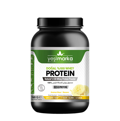 Yeşilmarka Natural %100 Whey Protein Powder – Banana - 748g
