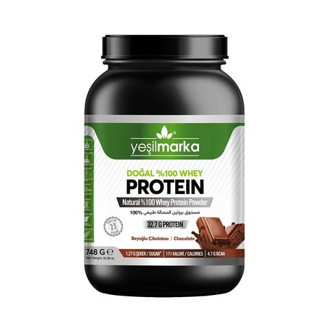 Yeşilmarka Natural %100 Whey Protein Powder – Chocolate - 748g