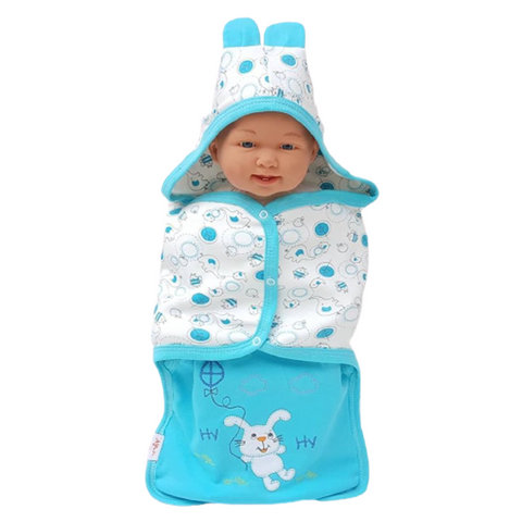 BEBEGEN Rabbit Turquoise Baby Boy Swaddle Blanket