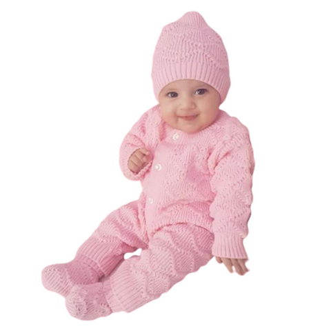 BEBEGEN Pink, Beret Knitwear Baby Girl Romper