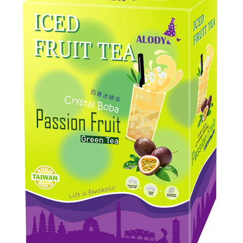 Instant Iced Fruit Tea kit- PASSION FRUIT GREEN TEA WITH CRYSTAL BOBA