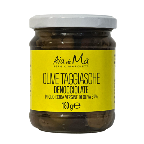Olive Taggiasche Denocciolate in Olio Extra Vergine di Oliva - Pitted Olives In Extra Virgin Olive Oil 180g