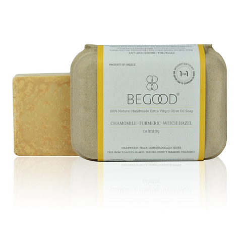 BEGOOD 100% Natural Handmade Extra Virgin Olive Oil Soap - Chamomile, Turmeric, Witchhazel (calming) / 100g