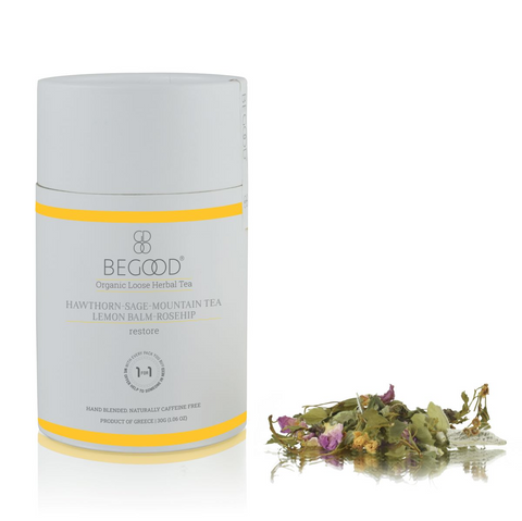 BEGOOD Organic Loose Herbal Tea - Restore (Hawthorn- Sage- Mountain Tea- Lemon Balm- Rosehip) / 30g