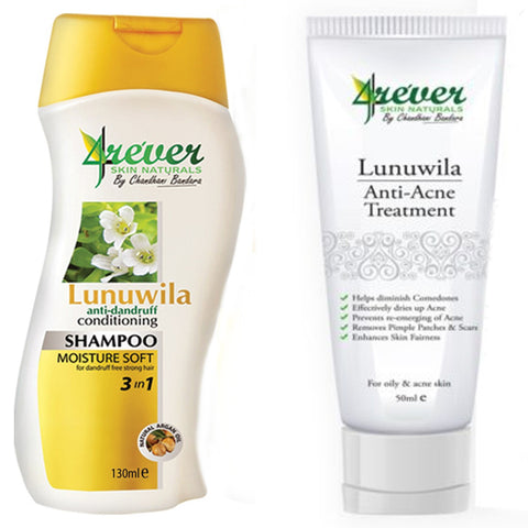 Lunuwila Anti Acne Treatment 25ml & Lunuwila Anti Dandruff Shampoo 130ml Bundle Pack