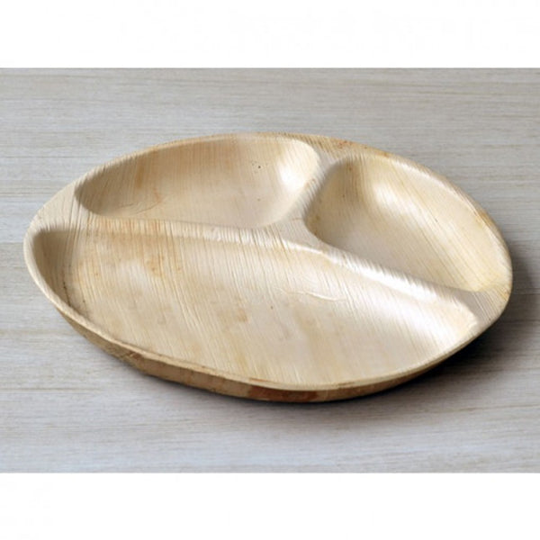 12 Inch Round 3 Partition Shape-Eco Friendly Disposable Palm Leaf Plate-25pcs