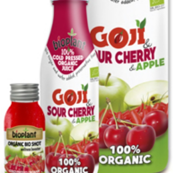 BIOPLANT 100% Cold Pressed Organic Juice from Goji, Sour Cherry and Apple