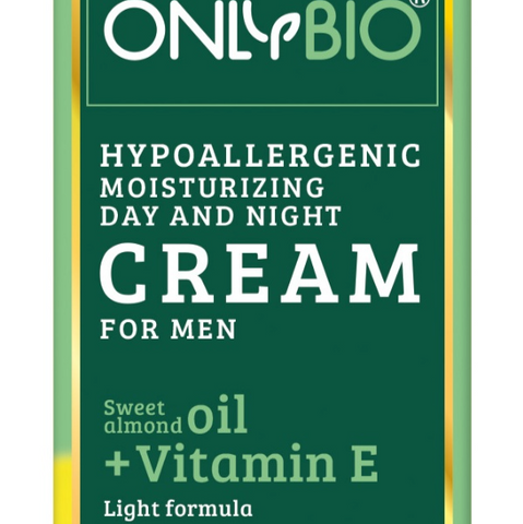 Hypoallergenic Moisturizing Day&Night MEN Cream Sweet Almond Oil & Vitamin E for sensitive, allergic skin with AD