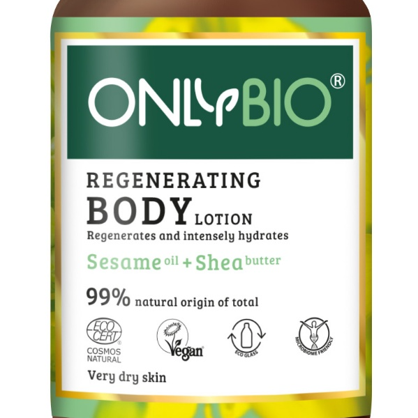 Regenerating Body Lotion with Sesame oil + shea butter for Very dry skin (250 ml glass bottle)