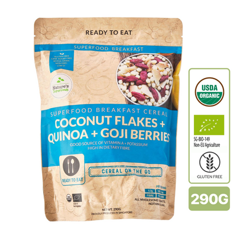 Nature's Superfoods Organic Breakfast Cereals: Coconut Flakes-Quinoa-Goji Berries