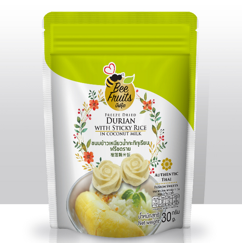 Freeze Dried Durian with sticky rice in coconut milk