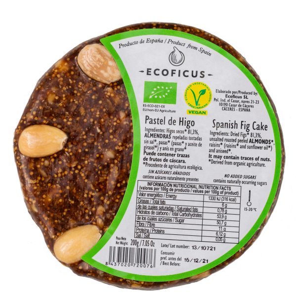 Ecoficus Organic Fig Cake with aniseed 200g vacuum packed