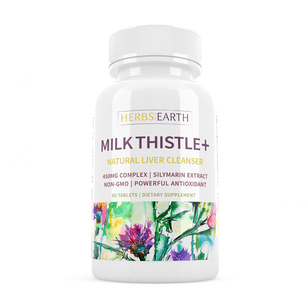 Milk Thistle  450MG 60 Capsules Pure Silymarin Seed Powder and Extract Liver Cleanse and ProtectionNON-GMO Silymarin from Herbs of the Earth