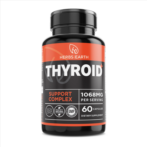 Thyroid + Support 60 Vegan Caps w/ 15 ingredients, Premium Energy, Adrenal, Metabolism, Focus, Weight Loss, NON-GMO from Herbs of the Earth