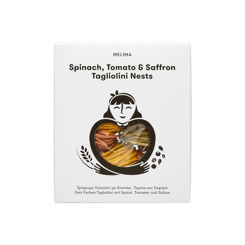 10398. Spinach, Tomato & Saffron Tagliolini Nests Melima Products