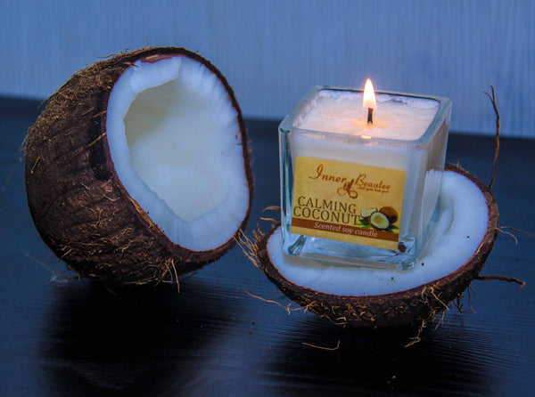 Scented Soy Wax Candle Calming Coconut