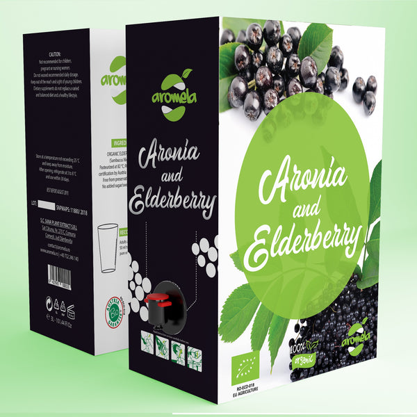 Organic aronia and elderberry Juice, Aromela brand
