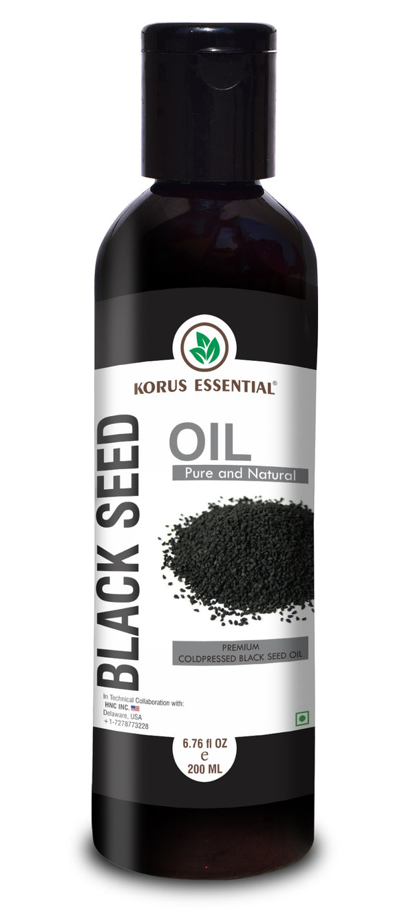Korus Essential 100% Pure & Natural Cold Pressed Black Seed/Kalonji/Nigella Sativa Oil - 200ml