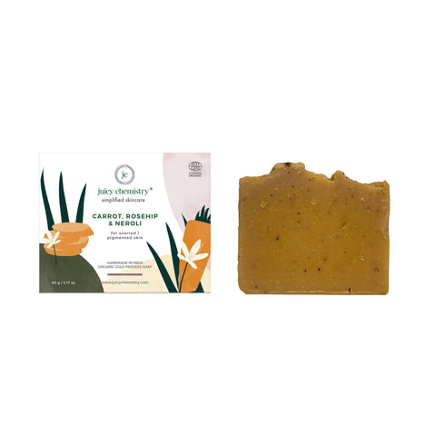 Carrot , Rosehip & Neroli - Organic Soap For Scarred & Pigmented Skin- 90gm/3.17oz