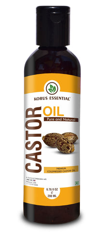 Korus Essential Pure & 100% Natural Cold Pressed Castor/Arandi Oil - 200ml (Hexane Free)