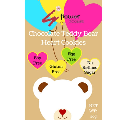 Gluten Free Chocolate Teddy Bear Heart Cookies