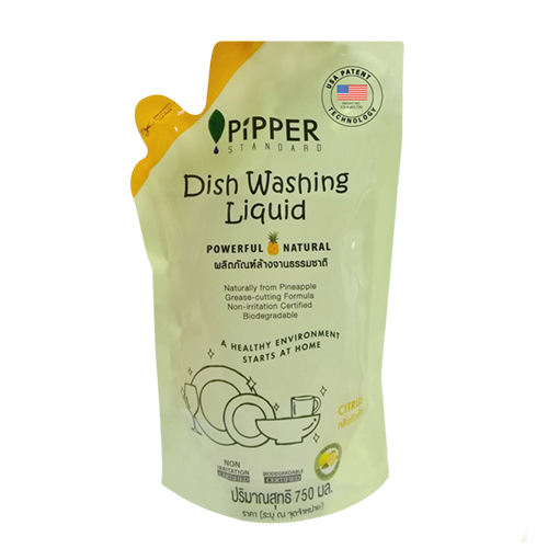 PiPPER Natural Dish Washing Liquid Citrus Refill Pouch 750 Ml