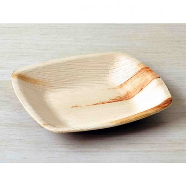 Square Shape Ecofriendly Disposable Areca Palm Leaf Plate - 6.5Inch - 25 PCS