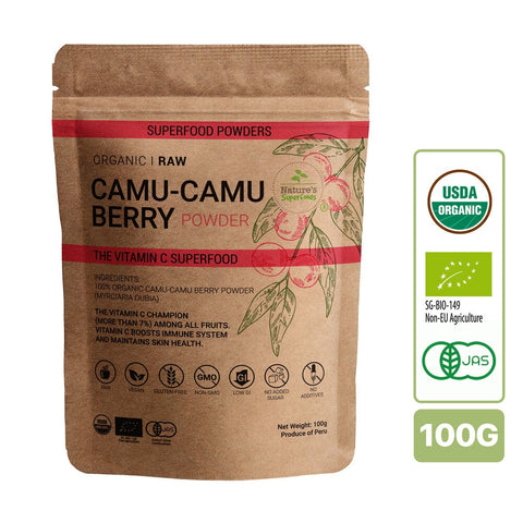Nature's Superfooods Organic Premium Camu Camu Berry Powder - Vitamin C Immune Booster (min. 7 percent Vit. C)